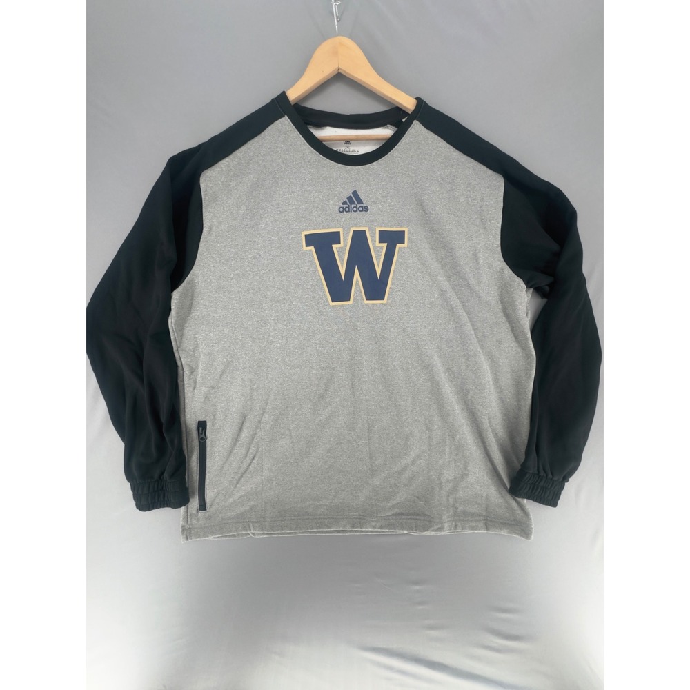 Adidas Mens Washington Huskies Fleece Pullover Gray Black 2XL HI2913